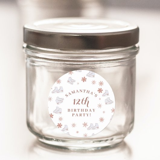 バラ金ゴールドアイススケート赤面ピンクスケートで滑る誕生日 ラウンドシール