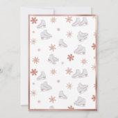 バラ金ゴールドアイススケート赤面ピンクスケートで滑る誕生日 招待状 (裏面)