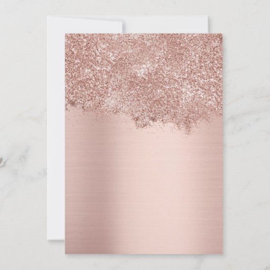 バラ金ゴールドアイススケート赤面ピンクスケートで滑る誕生日 招待状 (裏面)