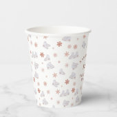 バラ金ゴールドアイススケート赤面ピンクスケートで滑る誕生日 紙コップ (正面)