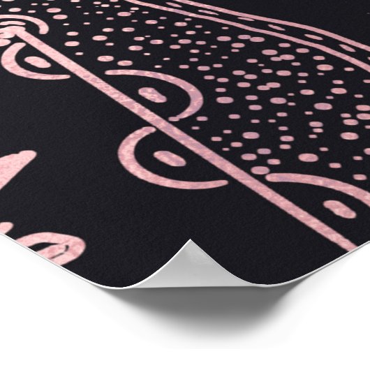 バラ金ゴールドアイマンダラブラックデザイン ポスター (角)