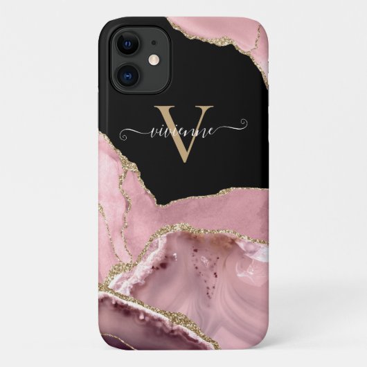 バラ金ゴールドアガートグリッターモノグラム Case-Mate iPhoneケース (裏面)