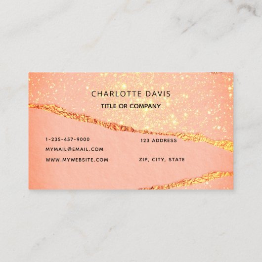 バラ金ゴールドアガートグリッター大理石モノグラムイニシャル 名刺 (裏面)