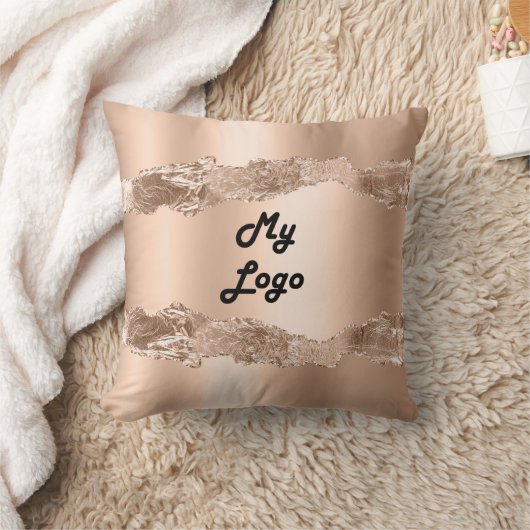 バラ金ゴールドアガート大理石名会社ロゴ クッション (ブランケット)