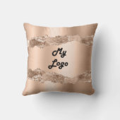 バラ金ゴールドアガート大理石名会社ロゴ クッション (裏面)