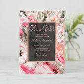 バラ金ゴールドアクリル筆画ガールベビーシャワー 招待状 (スタンド正面)