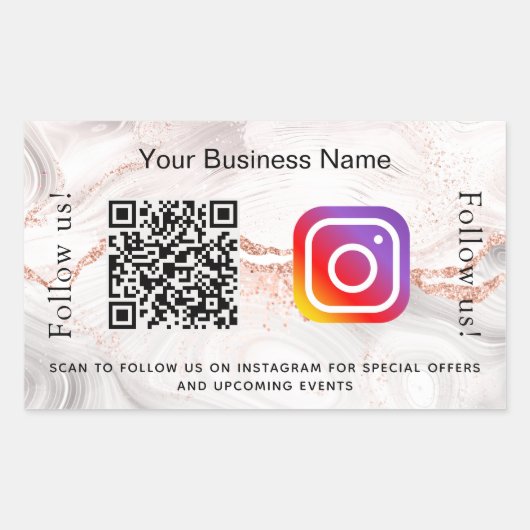 バラ金ゴールドアゲート大理石事業qrコードinstagram 長方形シール (正面)