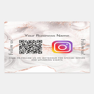 バラ金ゴールドアゲート大理石事業qrコードinstagram 長方形シール