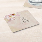 バラ金ゴールドアザ結婚レア スクエアペーパーコースター (アングル)