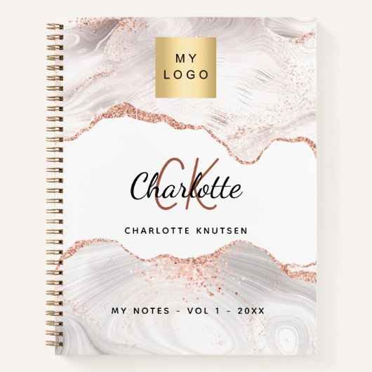 バラ金ゴールドアジェートロゴモノグラムエレガント事業 ノートブック (正面)