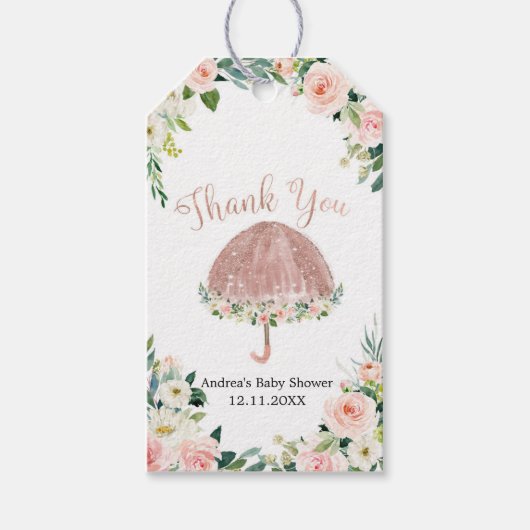 バラ金ゴールドアパレイルシャワーサンキューラベル ギフトタグ (正面)