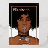 バラ金ゴールドアフロバースデーパーティーフォイル招待状 箔招待状 (正面)