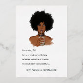 バラ金ゴールドアフロバースデーパーティーフォイル招待状 箔招待状 (裏面)