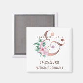 バラ金ゴールドアンパサンドフローラ結婚式の日付を保存 マグネット (正面/裏面)