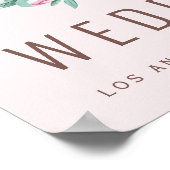 バラ金ゴールドアンパサンド結婚ピンク歓迎サイン ポスター (角)