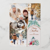 バラ金ゴールドアーチ3フォトパインランタンクリスマス 箔シーズンカード (正面)