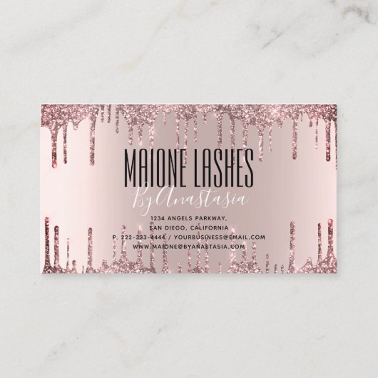 バラ金ゴールドアーティスト赤面メイクアップまぶしグリッタードリップ 名刺 (裏面)