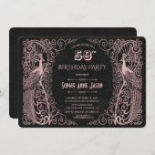 バラ金ゴールドアートピーコック50thバースデーパーティー 招待状 (正面/裏面)