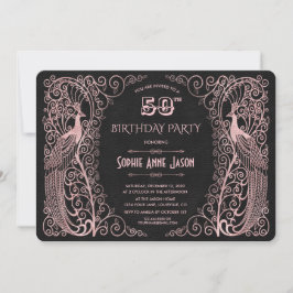 バラ金ゴールドアートピーコック50thバースデーパーティー 招待状