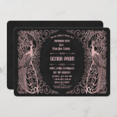 バラ金ゴールドアールデコピーコックスシニアプロム 招待状 (正面/裏面)