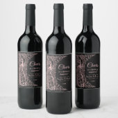 バラ金ゴールドアールデコピーコックブラック結婚ズ ワインラベル (ボトル)