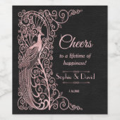 バラ金ゴールドアールデコピーコックブラック結婚ズ ワインラベル (シングルラベル)