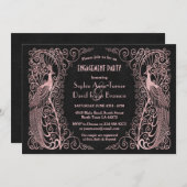 バラ金ゴールドアールデコピーコック婚約パーティ 招待状 (正面/裏面)