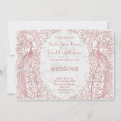 バラ金ゴールドアールデコピーコック結婚式招待状 招待状 (正面)