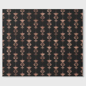 バラ金ゴールドアールデコフラワーズオンブラック ラッピングペーパー (フラット)