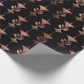 バラ金ゴールドアールデコフラワーズオンブラック ラッピングペーパー (角)