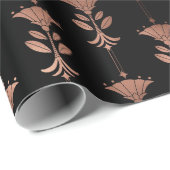 バラ金ゴールドアールデコフラワーズオンブラック ラッピングペーパー (ロールコーナー)