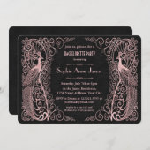 バラ金ゴールドアールデコブラックバチェロレッテ 招待状 (正面/裏面)
