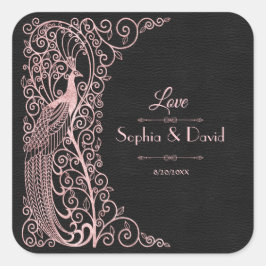 バラ金ゴールドアールデコ結婚Peacocks スクエアシール