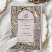 バラ金ゴールドアールヌーボーボタニカル結婚式招待状 箔招待状