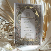 バラ金ゴールドアールヌーボーボタニカル結婚式招待状 箔招待状