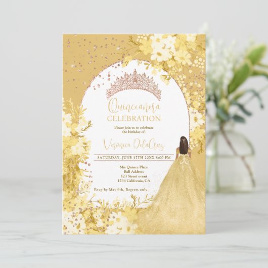 バラ金ゴールドイエローフローラティアラ王女キンセアニェラ 招待状 (スタンド正面)