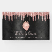 バラ金ゴールドイチゴグリッタードリップ菓子ブラック 横断幕 (横)