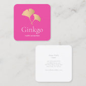 バラ金ゴールドイチョウのロゴピンク美しいサロン スクエア名刺 (正面/裏面)