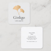 バラ金ゴールドイチョウ葉のロゴ スクエア名刺 (正面/裏面)