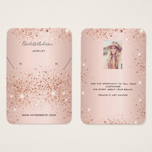 バラ金ゴールドイヤリング写真表示カード (正面&裏面)