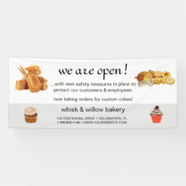 バラ金ゴールドウィスクベーカリー事業再開 横断幕