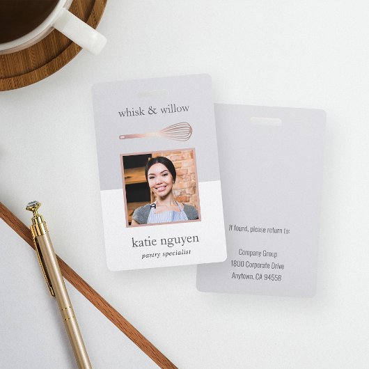 バラ金ゴールドウィスクベーカリー/ケータラー従業員の写真ID バッジ