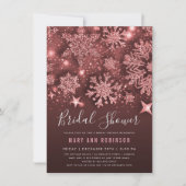 バラ金ゴールドウィンターブライダルシャワーグリッター&スターズ 招待状 (正面)