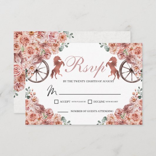 バラ金ゴールドウェスタンキンセアニェラRSVPカード 出欠カード (正面/裏面)