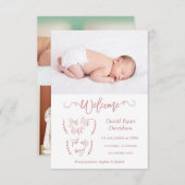 バラ金ゴールドウェルカムフォトベビー誕生のお知らせ 案内状 (正面/裏面)