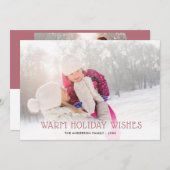 バラ金ゴールドウォームホリデーウィッシュ | 2フォトクリスマス シーズンカード (正面/裏面)