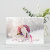 バラ金ゴールドウォームホリデーウィッシュ | 2フォトクリスマス シーズンカード (スタンド正面)