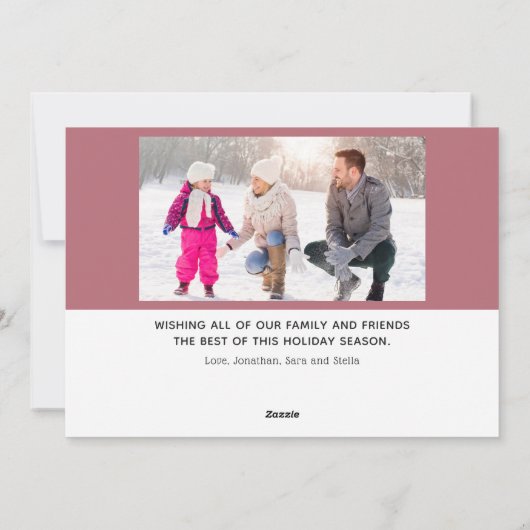 バラ金ゴールドウォームホリデーウィッシュ | 2フォトクリスマス シーズンカード (裏面)