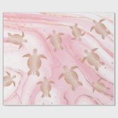 バラ金ゴールドウミガメピンク大理石 ラッピングペーパー (フラット)