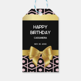 バラ金ゴールドエジプトジオメトリック金ゴールドボウハッピーバースデー ギフトタグ